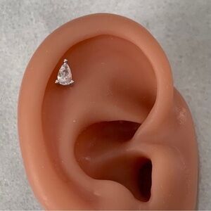 COPY - COPY - Sterling Silver Crystal Tear Drop Cartilage Earring